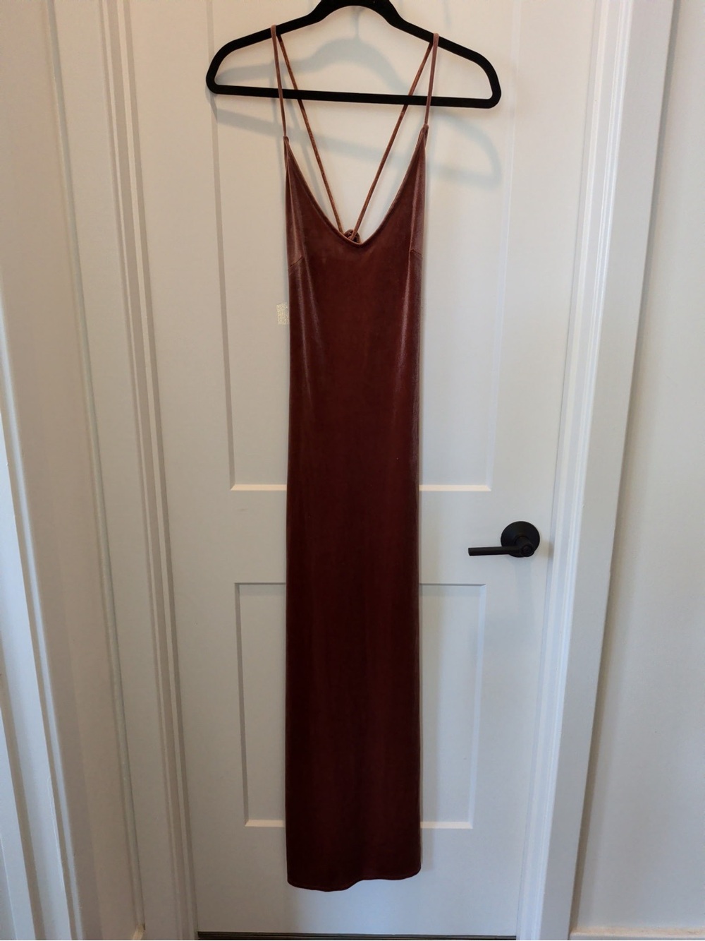 Forever 21 Copper-Brown Velvet Slip Maxi Dress